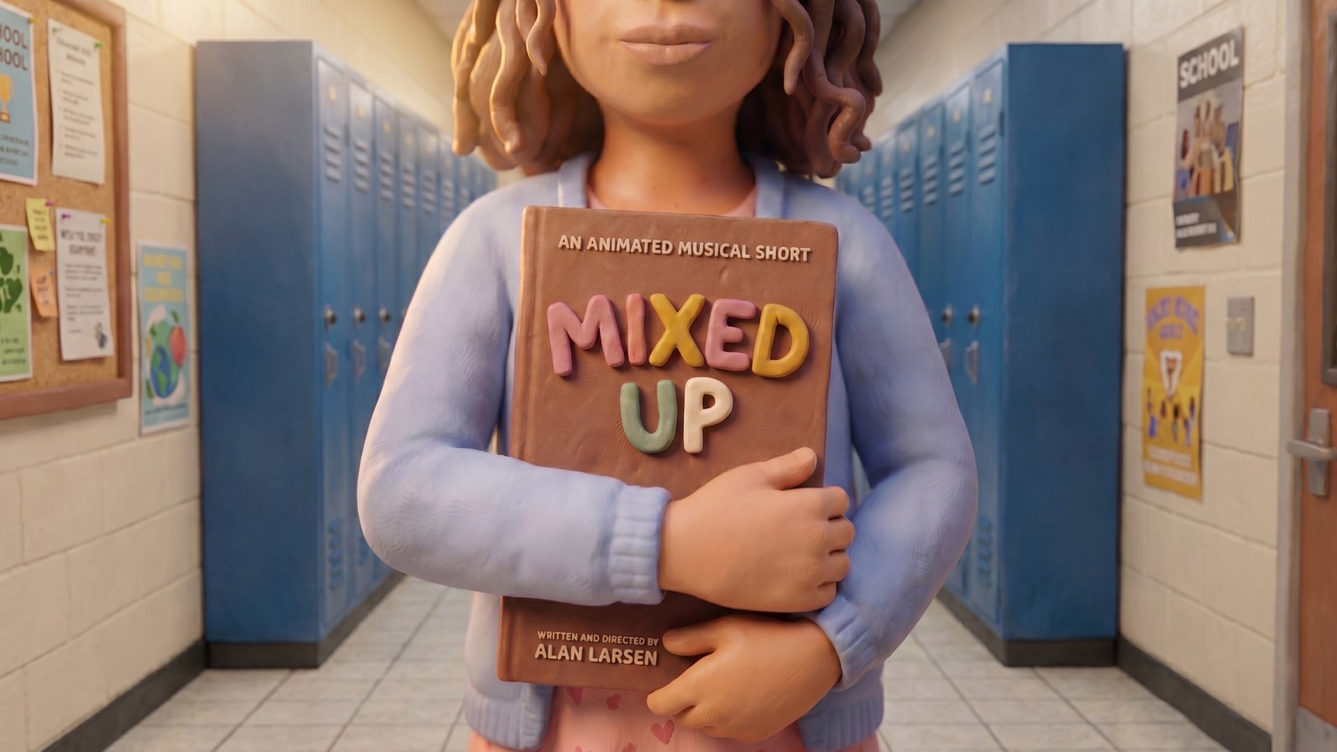Mixed Up — Harper holding the clay 'Mixed Up' book